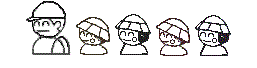 小学生1人と幼児4人のイラスト